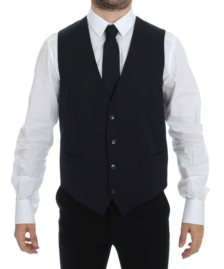 Dolce &amp; Gabbana Grijs Gestreept Wollen Zijden Jurk Vest Gilet