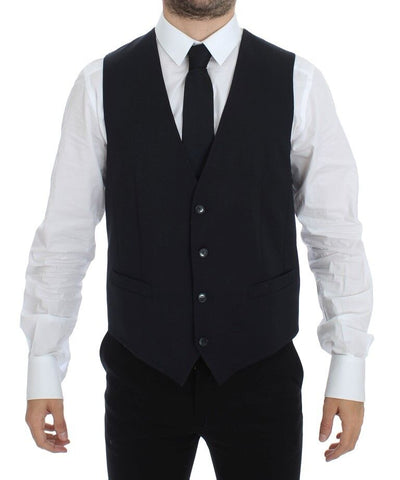 Dolce &amp; Gabbana Grijs Gestreept Wollen Zijden Jurk Vest Gilet