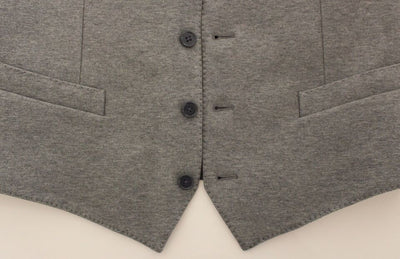 Dolce & Gabbana Gray Cotton Stretch Dress Vest Blazer