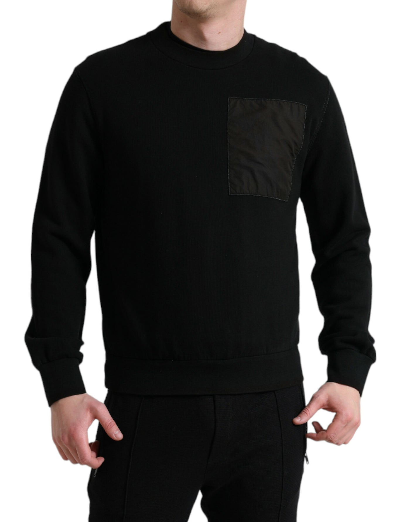 Dolce &amp; Gabbana Zwarte Katoenen Ronde Hals Heren Pullover Trui