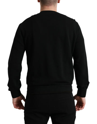 Dolce &amp; Gabbana Zwarte Katoenen Ronde Hals Heren Pullover Trui