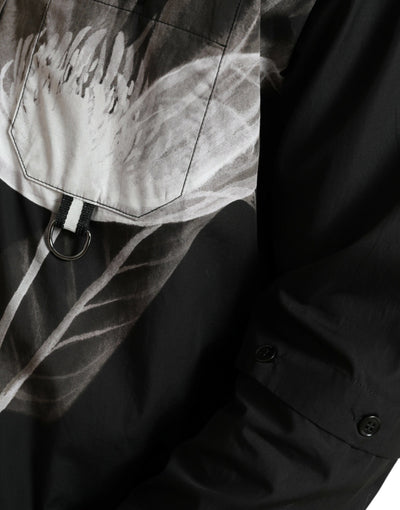 Chemise homme Dolce &amp; Gabbana en coton noir à fleurs et manches longues