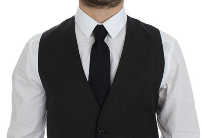 Dolce &amp; Gabbana Grijze Wollen Formele Jurk Vest Gilet Weste