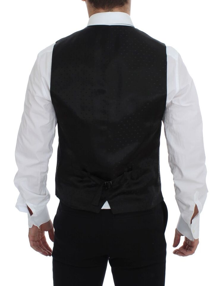 Dolce &amp; Gabbana Grijze Wollen Formele Jurk Vest Gilet Weste