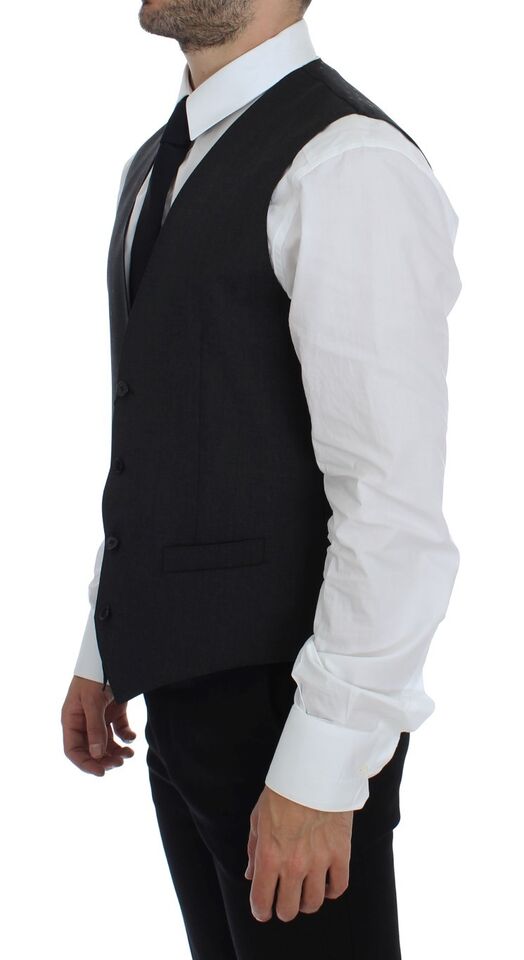 Dolce &amp; Gabbana Grijze Wollen Formele Jurk Vest Gilet Weste