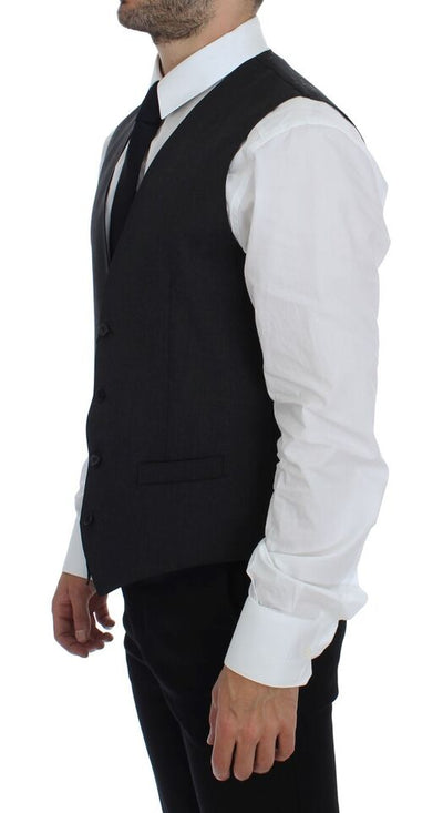 Dolce &amp; Gabbana Grijze Wollen Formele Jurk Vest Gilet Weste