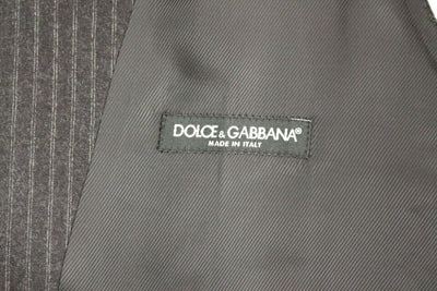 Gilet simple boutonnage en laine à rayures grises Dolce &amp; Gabbana
