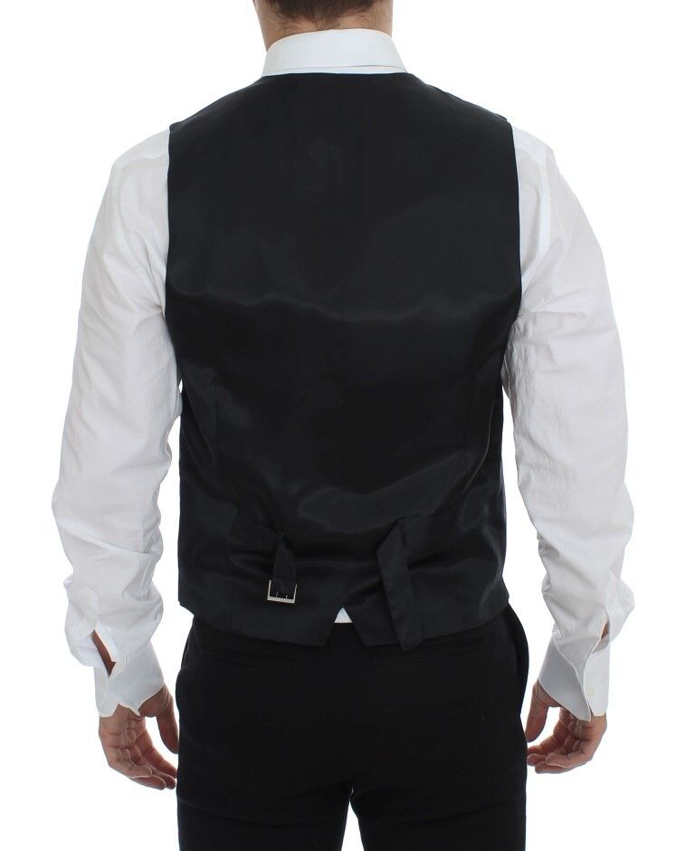 Gilet simple boutonnage en laine à rayures grises Dolce &amp; Gabbana