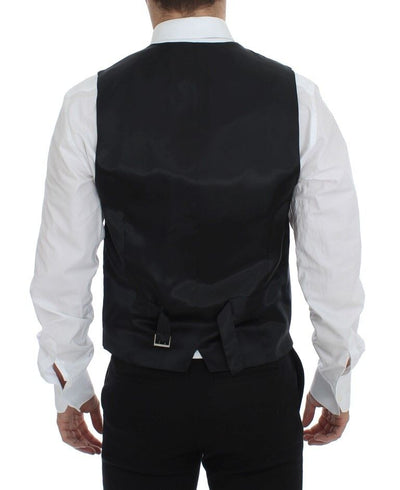 Gilet simple boutonnage en laine à rayures grises Dolce &amp; Gabbana