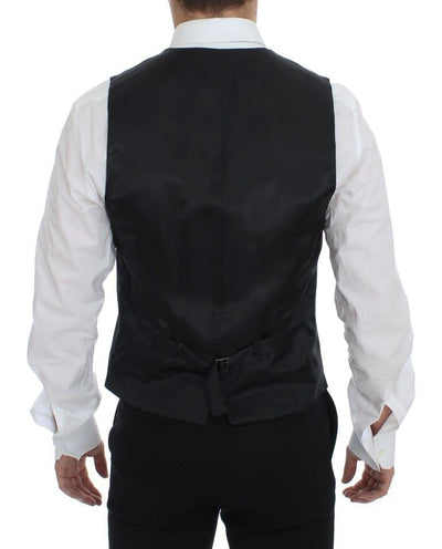 Gilet simple boutonnage en laine à rayures grises Dolce &amp; Gabbana