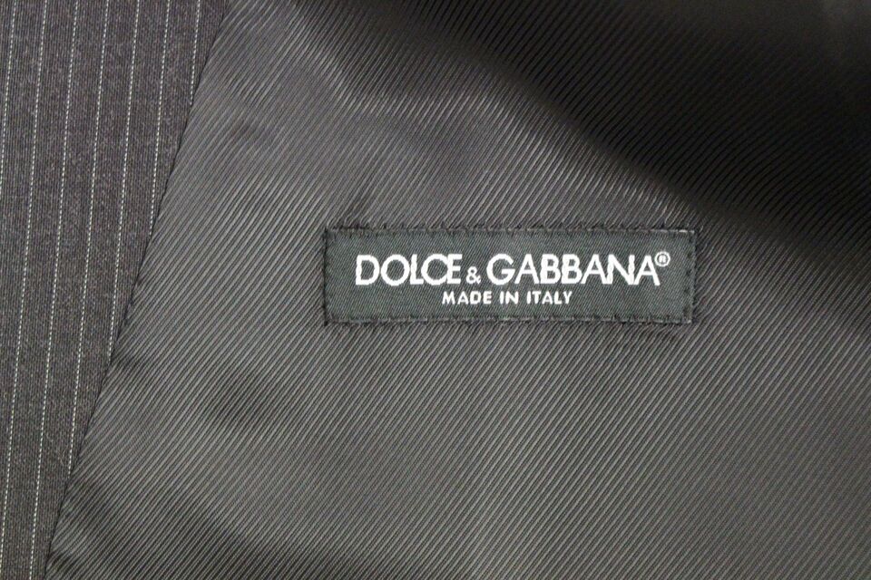 Gilet simple boutonnage en laine à rayures grises Dolce &amp; Gabbana