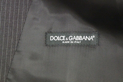 Gilet simple boutonnage en laine à rayures grises Dolce &amp; Gabbana