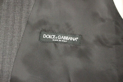 Gilet simple boutonnage en laine à rayures grises Dolce &amp; Gabbana