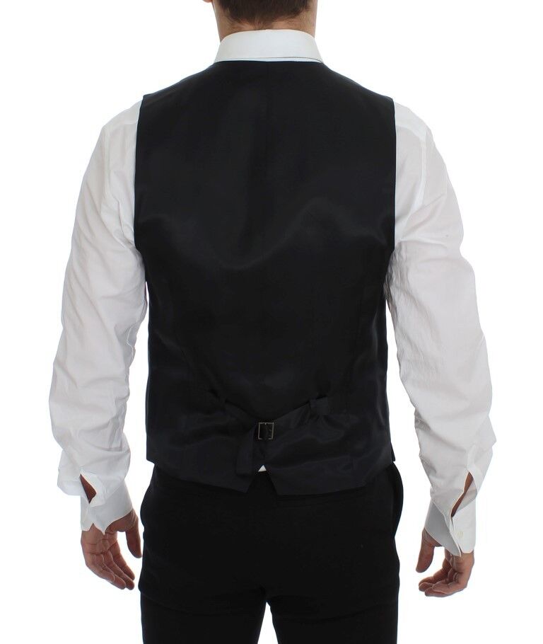 Gilet en laine à rayures grises Dolce &amp; Gabbana avec logo