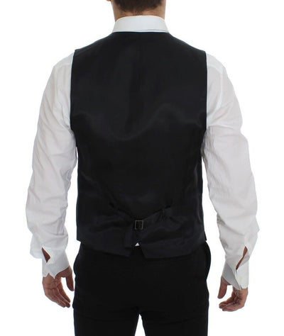 Gilet en laine à rayures grises Dolce &amp; Gabbana avec logo
