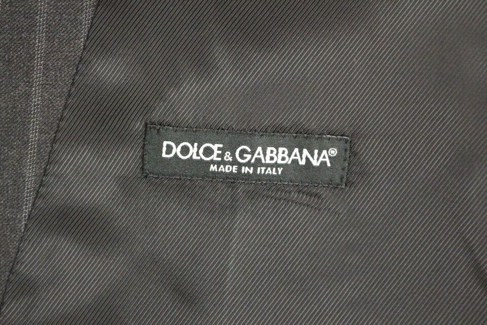 Gilet en laine à rayures grises Dolce &amp; Gabbana avec logo