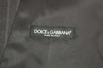 Gilet en laine à rayures grises Dolce &amp; Gabbana avec logo