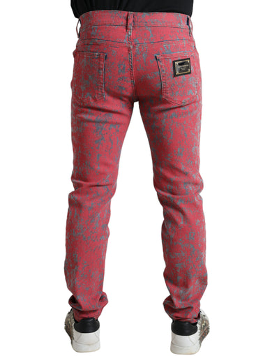 Dolce &amp; Gabbana Rode Katoenen Kleurstof Slim Fit Heren Denim Jeans