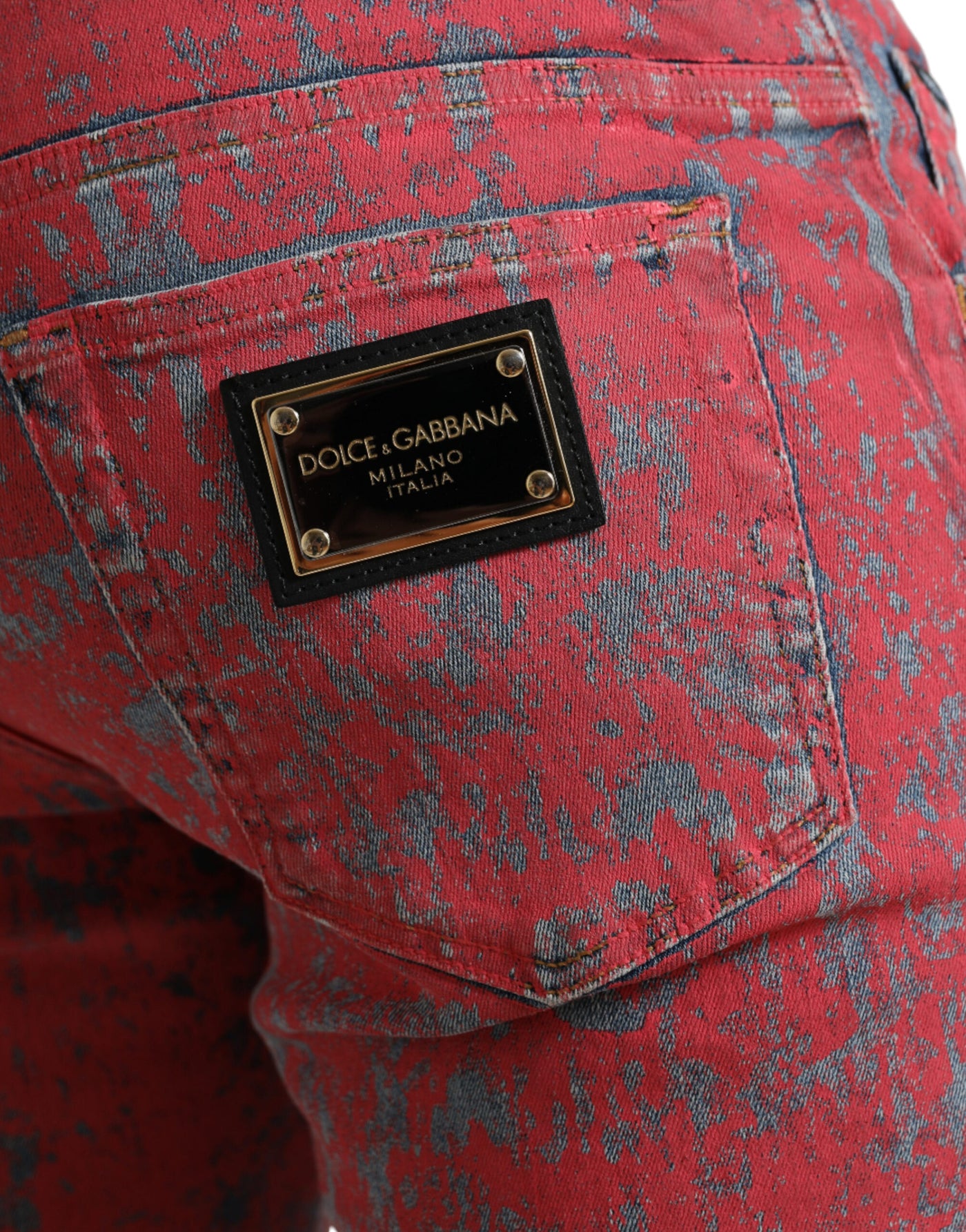 Dolce &amp; Gabbana Rode Katoenen Kleurstof Slim Fit Heren Denim Jeans