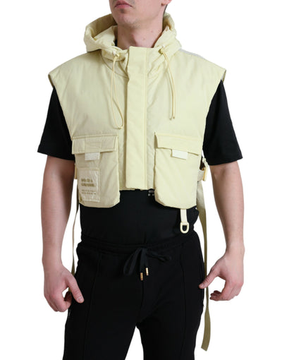 Veste de sport à capuche en nylon jaune Dolce &amp; Gabbana