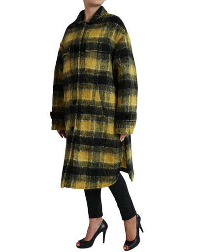 Dolce &amp; Gabbana Geel Geruite Lange Mouwen Casual Jas