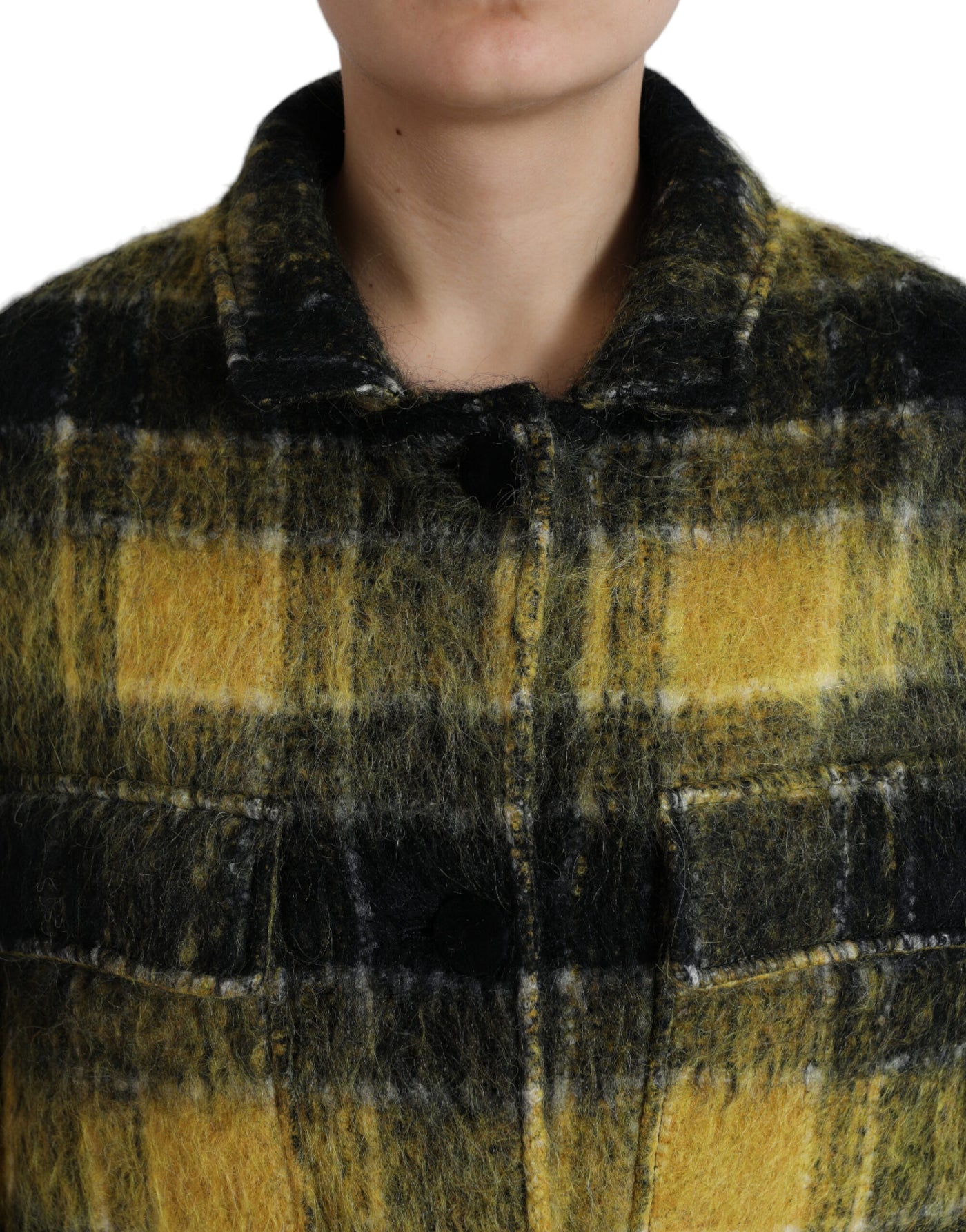 Dolce &amp; Gabbana Geel Geruite Lange Mouwen Casual Jas