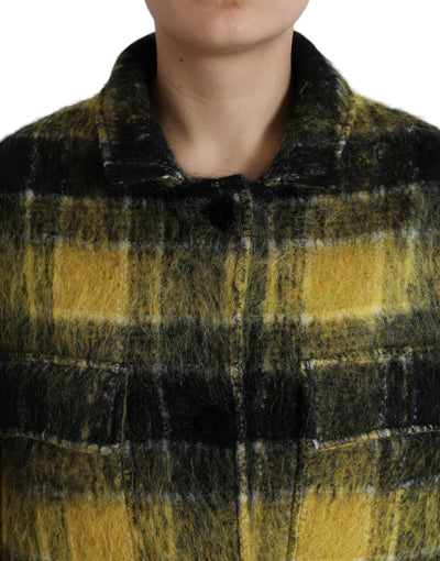 Dolce &amp; Gabbana Geel Geruite Lange Mouwen Casual Jas