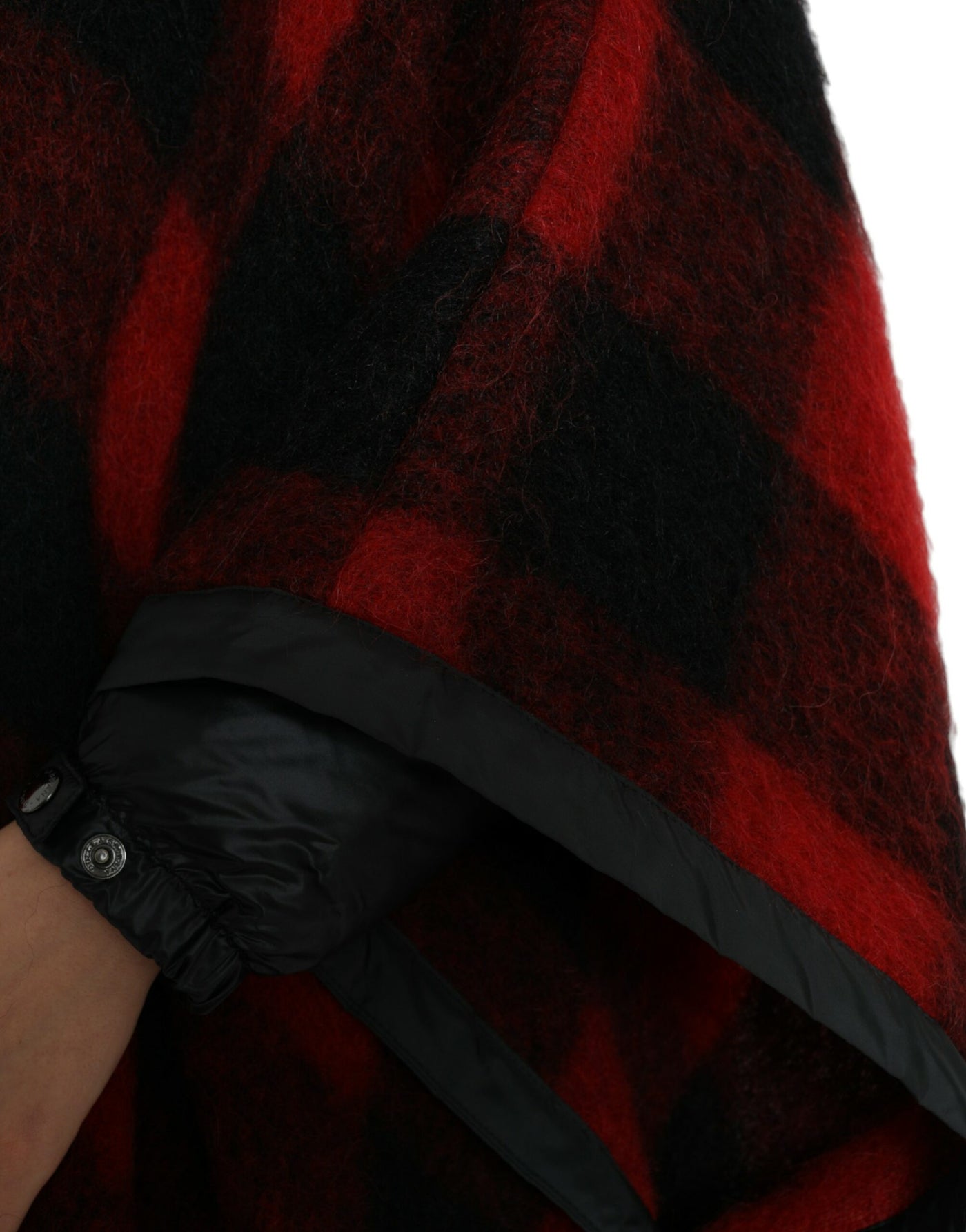 Dolce &amp; Gabbana Zwarte Rode Buffalo Check Capuchon Poncho Jas