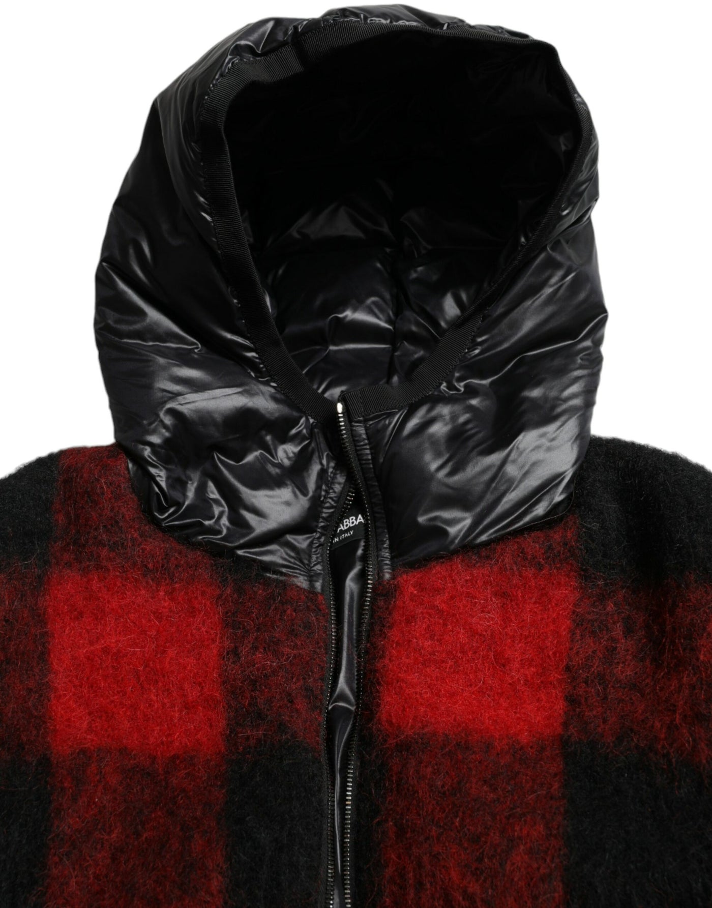 Dolce &amp; Gabbana Zwarte Rode Buffalo Check Capuchon Poncho Jas