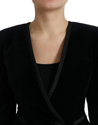 Veste croisée en velours de coton noir Dolce &amp; Gabbana