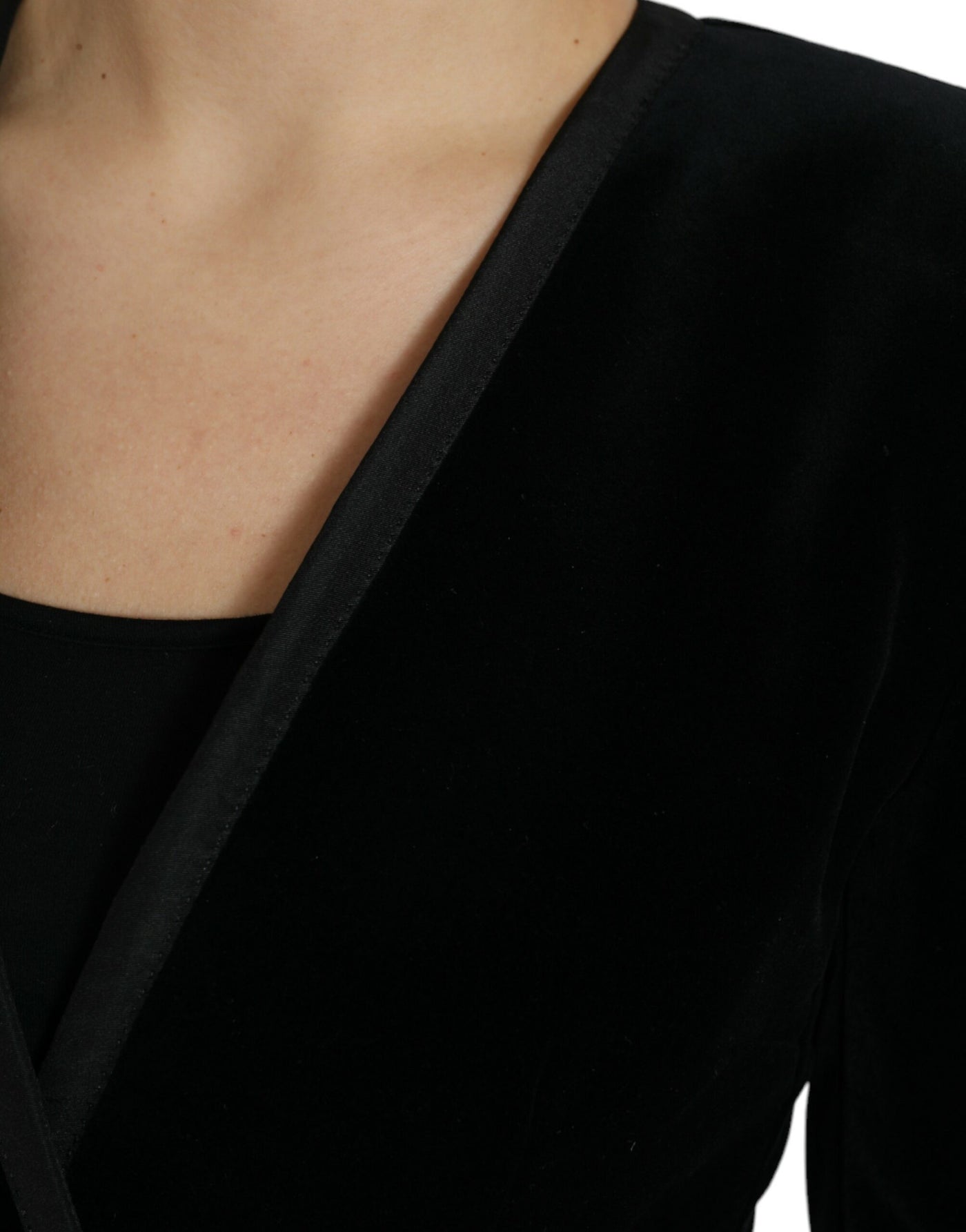 Veste croisée en velours de coton noir Dolce &amp; Gabbana