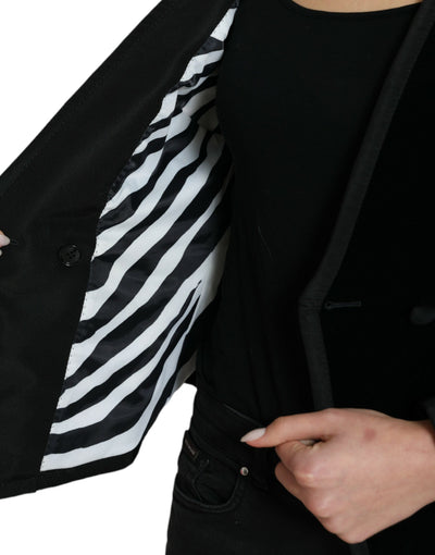 Veste croisée en velours de coton noir Dolce &amp; Gabbana