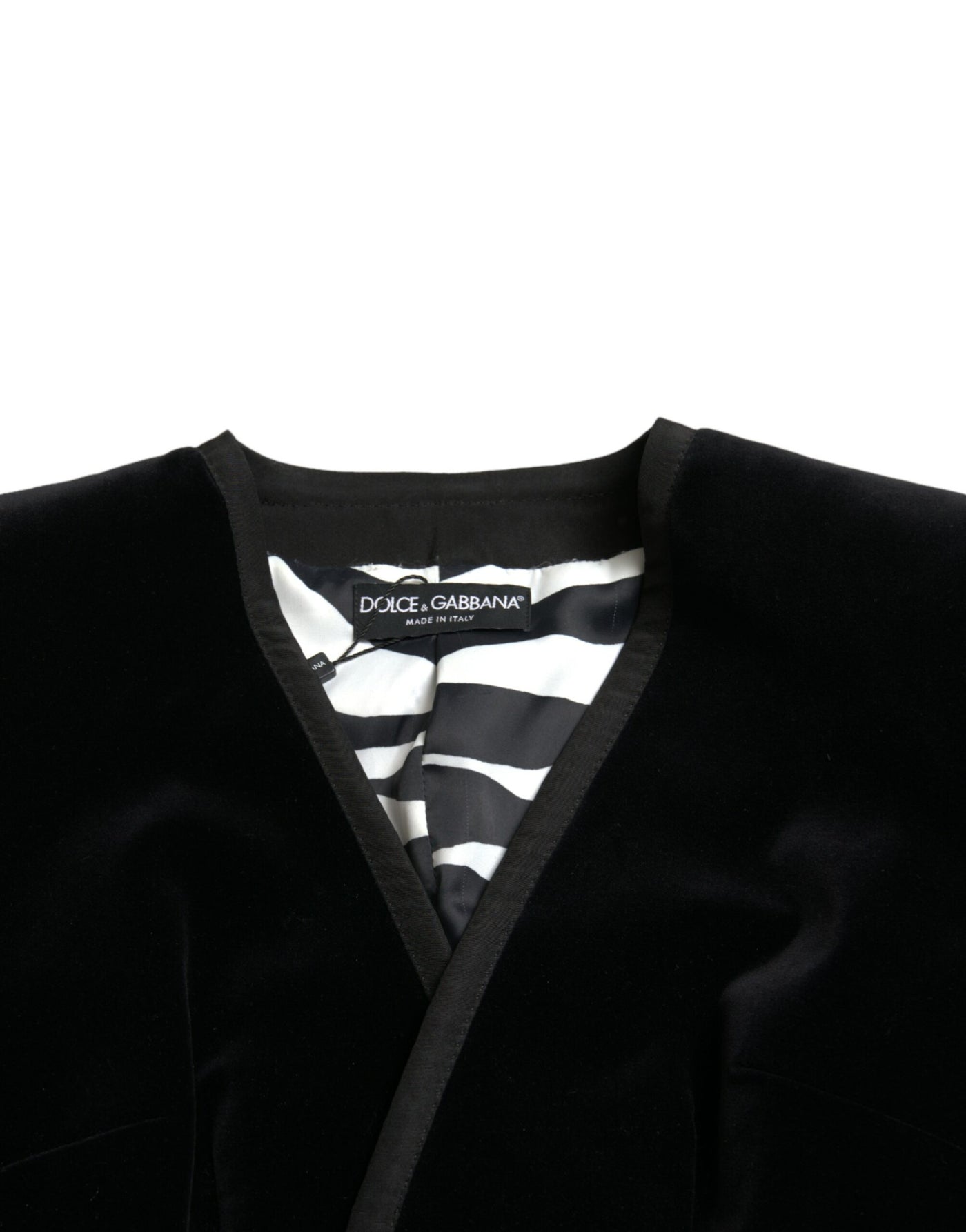 Veste croisée en velours de coton noir Dolce &amp; Gabbana