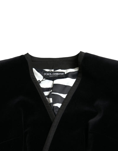 Veste croisée en velours de coton noir Dolce &amp; Gabbana