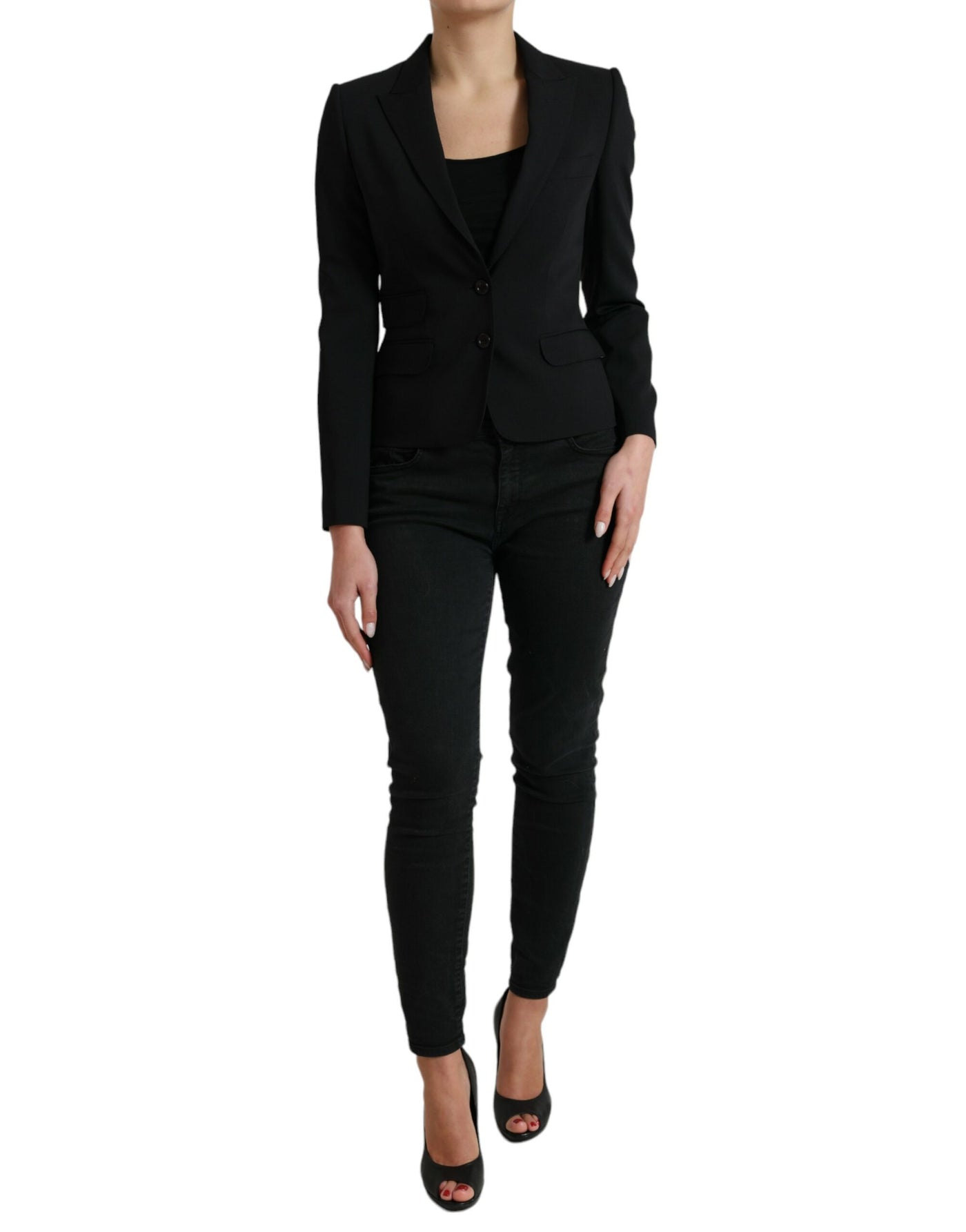 Dolce &amp; Gabbana - Veste blazer simple boutonnage en laine noire
