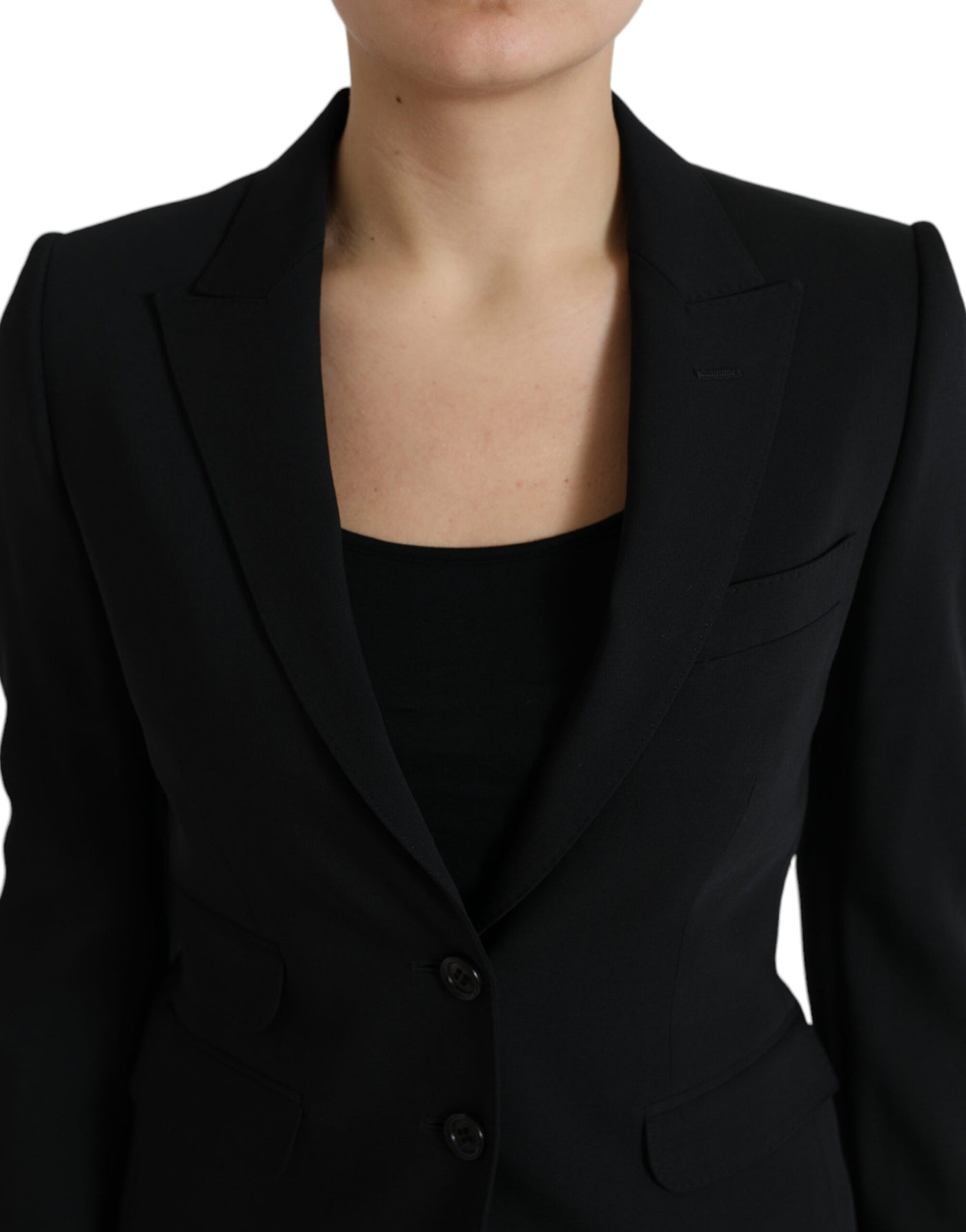 Dolce &amp; Gabbana - Veste blazer simple boutonnage en laine noire