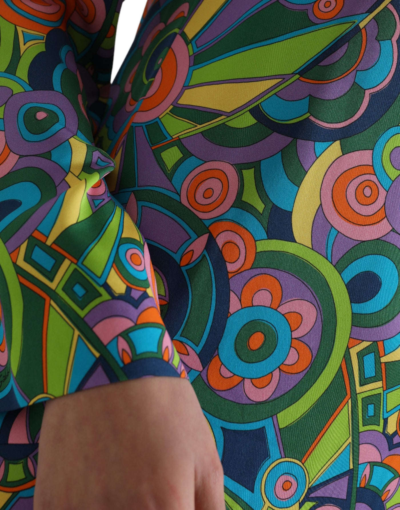 Robe midi en soie à imprimé géométrique multicolore et cristaux Dolce &amp; Gabbana