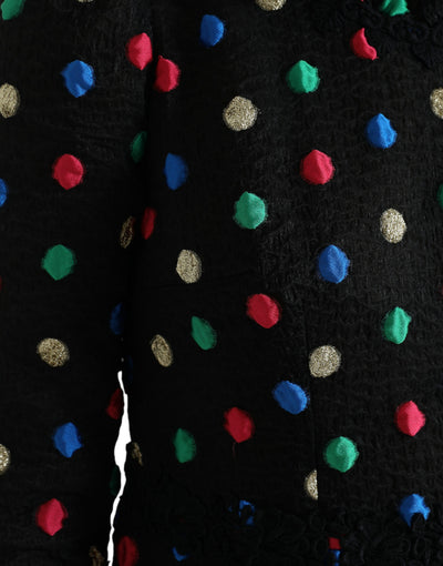 Dolce &amp; Gabbana Zwarte Polka Dot Ruffle Katoenen Midi-jurk