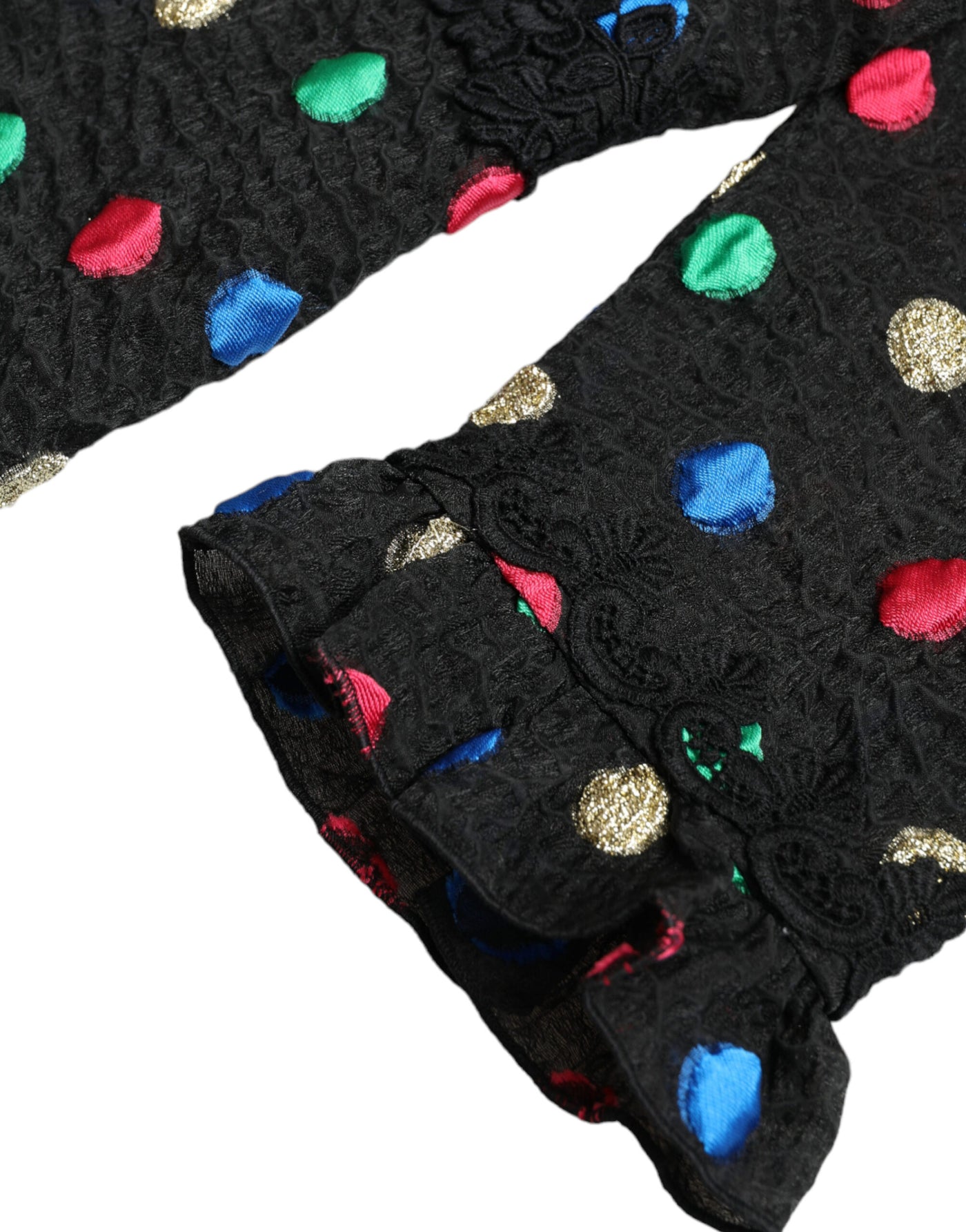 Dolce &amp; Gabbana Zwarte Polka Dot Ruffle Katoenen Midi-jurk