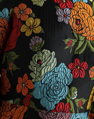 Robe noire à broderies florales Dolce &amp; Gabbana, longueur genou