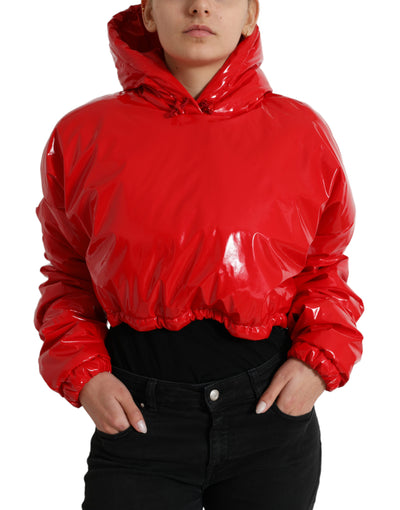 Dolce &amp; Gabbana Glanzende Rode Capuchon Korte Jas