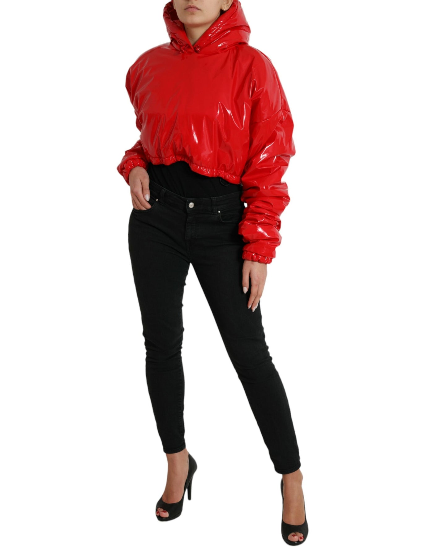 Dolce &amp; Gabbana Glanzende Rode Capuchon Korte Jas