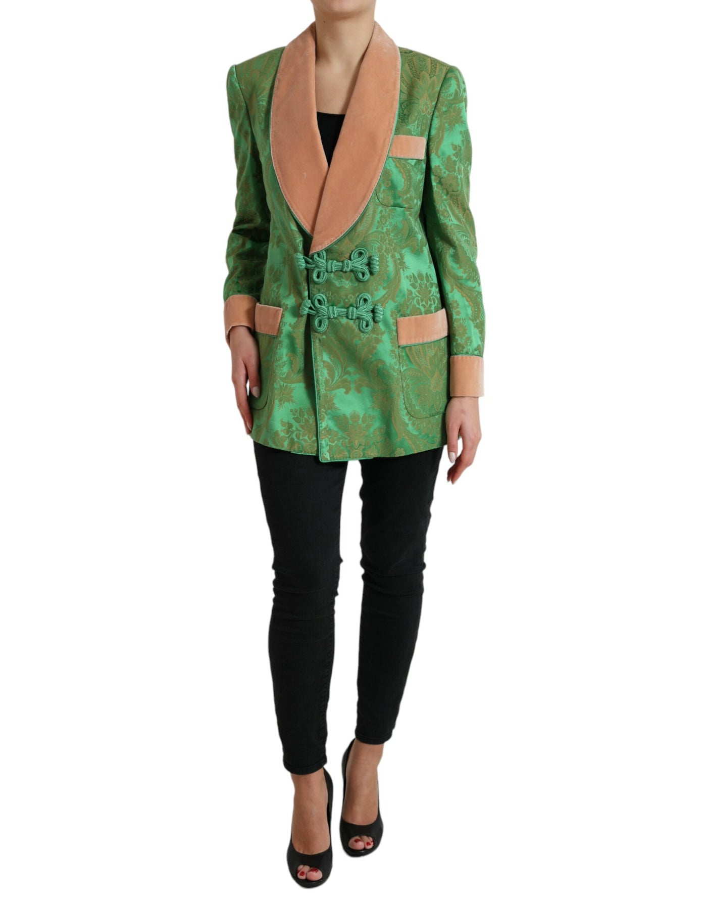 Dolce &amp; Gabbana Manteau croisé à fleurs vertes
