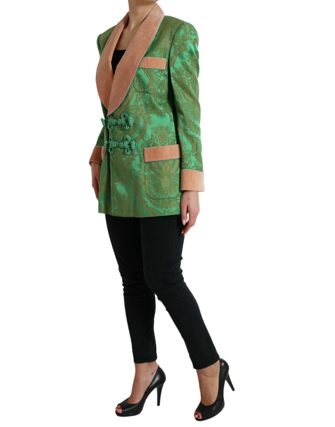 Dolce &amp; Gabbana Manteau croisé à fleurs vertes