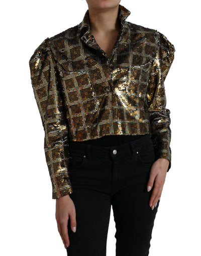 Dolce &amp; Gabbana Multicolor Polyester Pailletten Cropped Jasje