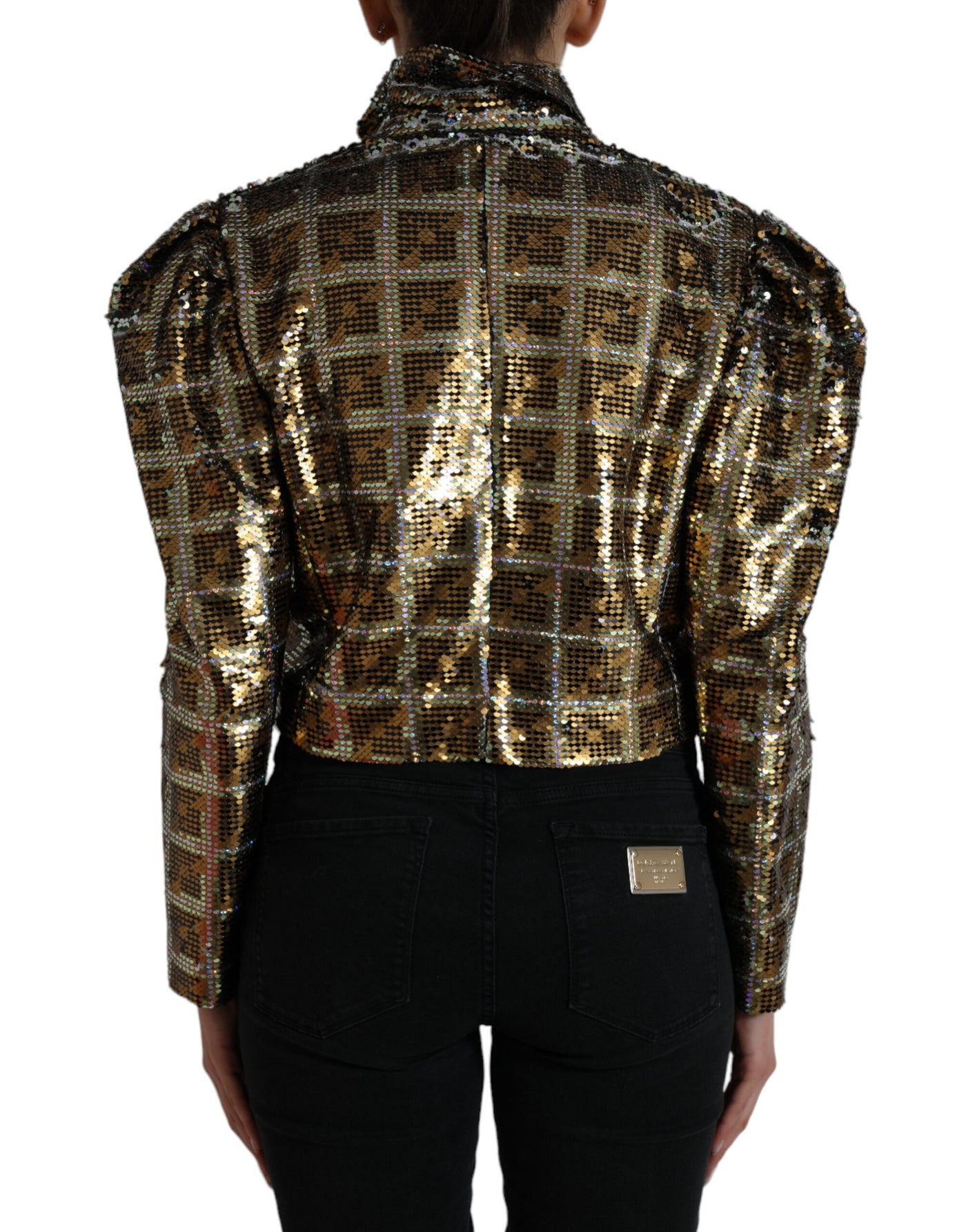 Dolce &amp; Gabbana Multicolor Polyester Pailletten Cropped Jasje