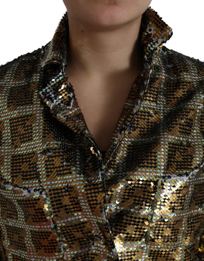 Dolce &amp; Gabbana Multicolor Polyester Pailletten Cropped Jasje