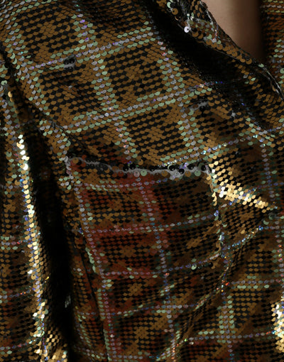 Dolce &amp; Gabbana Multicolor Polyester Pailletten Cropped Jasje