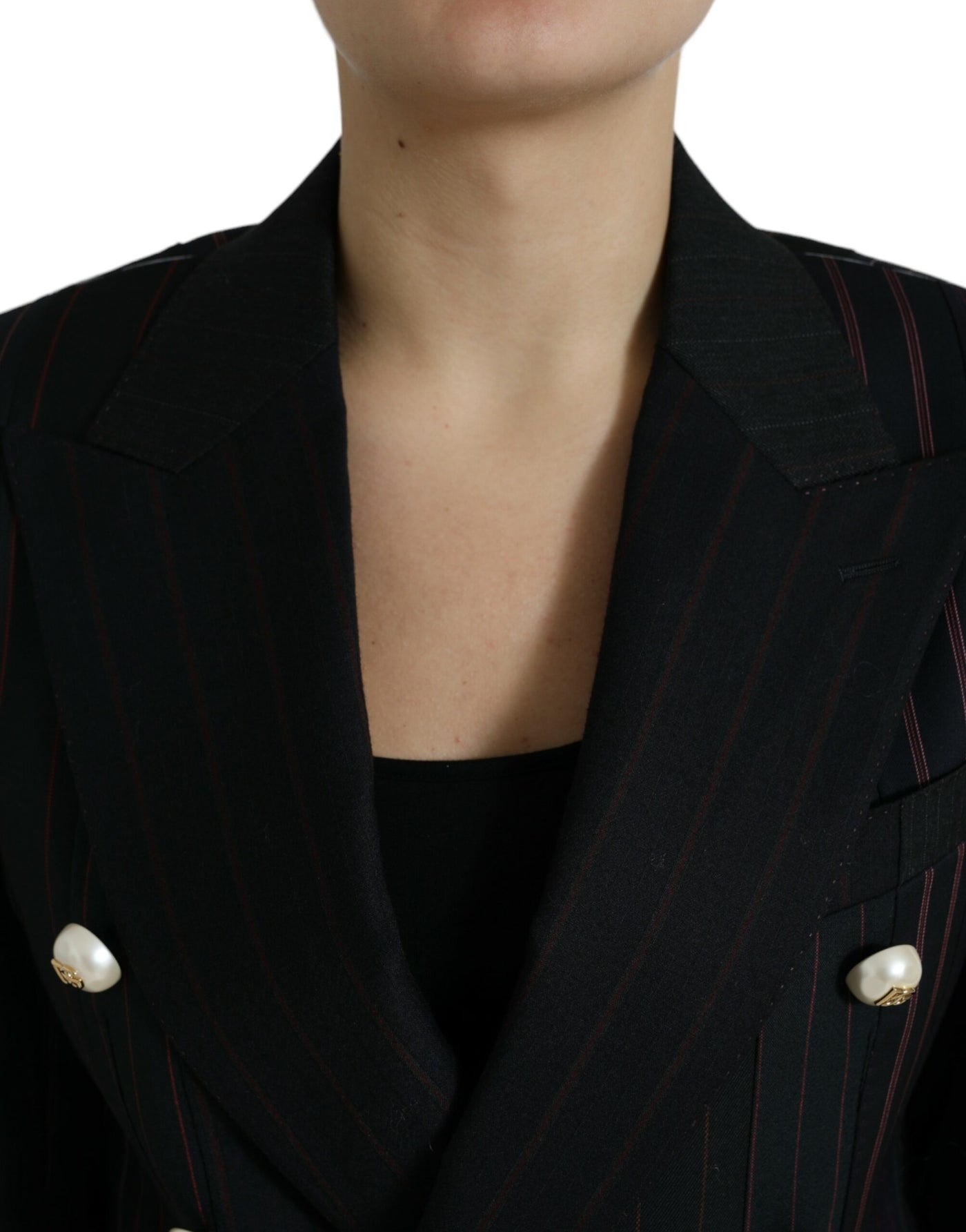 Veste croisée noire à rayures Dolce &amp; Gabbana SICILIA