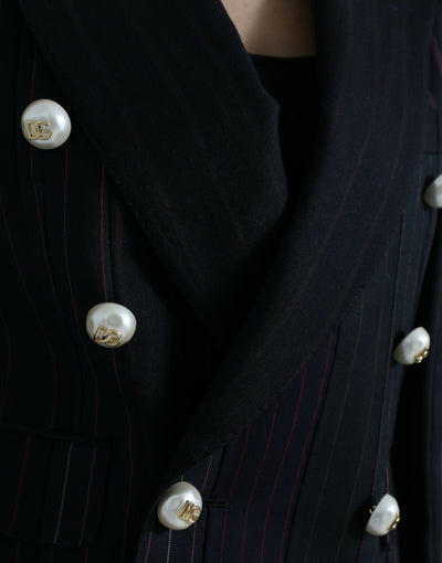 Veste croisée noire à rayures Dolce &amp; Gabbana SICILIA